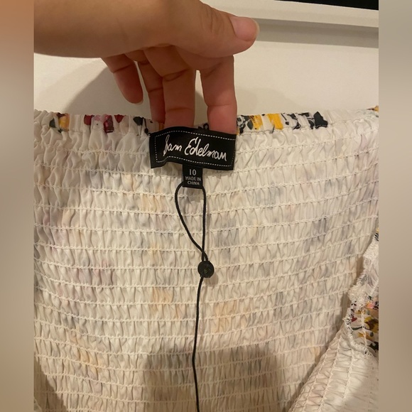 Sam Edelman Women's Off The Shoulder Floral Smocked Cami Pleated Dress - Picture 4 of 4